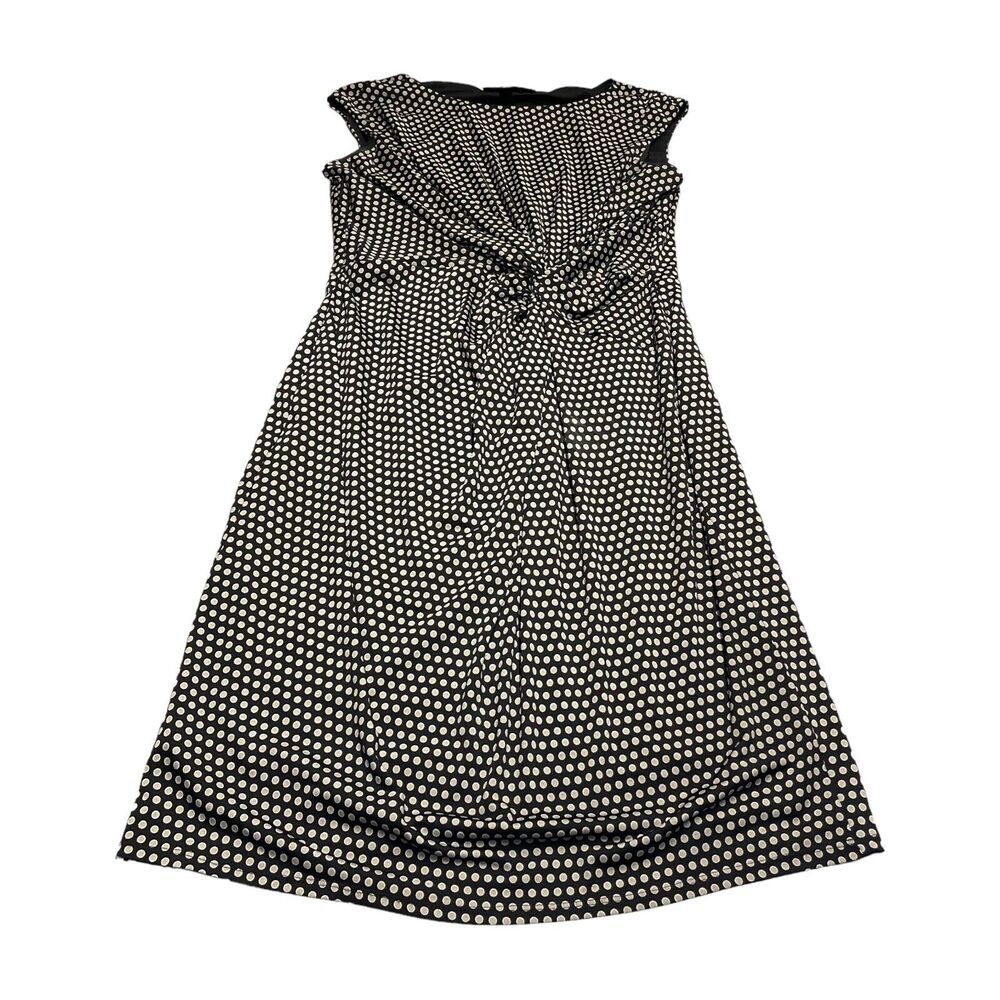 Black Label By Evan Picone Sheath Dress Girls 12 White Polka Dot Knotted Front